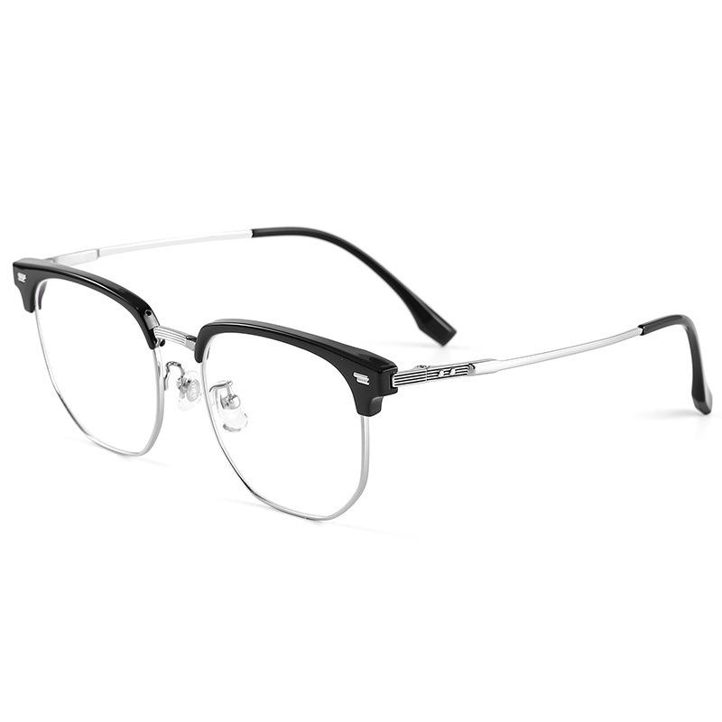 Liliwei Ultralight Semi-Titanium Retro Browline Anti-Blue Light Business Eyeglass Frame.