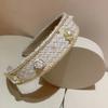 Camellia Pearl Flower Check Classic Tweed Hair Band
