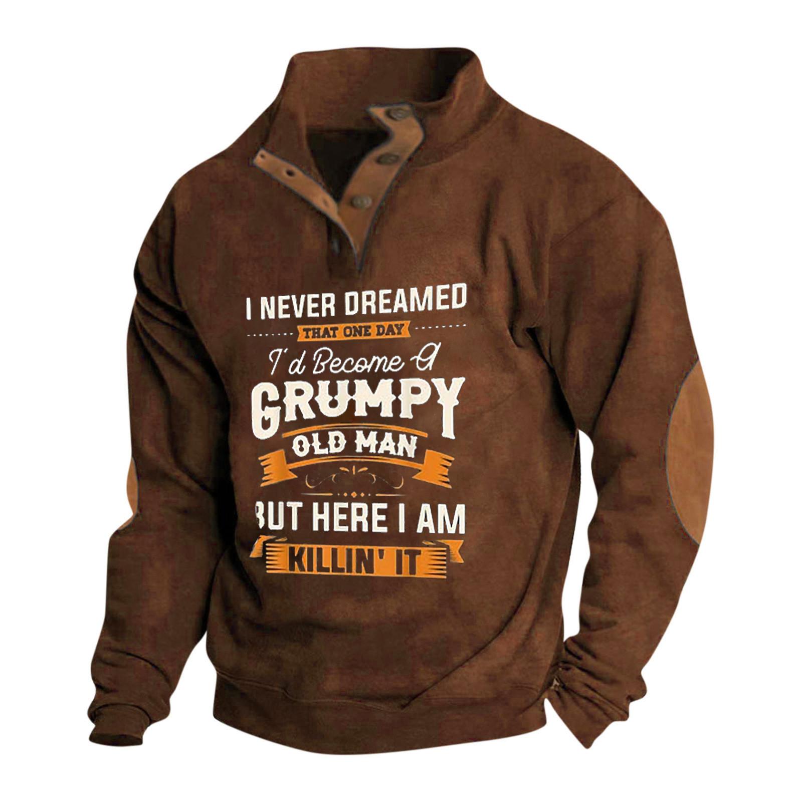 Весенне-осенняя мужская толстовка с воротником-стойкой на открытом воздухе, повседневные свитера, топы M коричневый