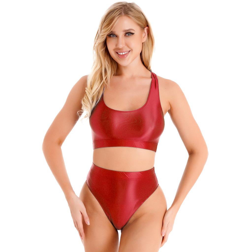 Damski strój kąpielowy bikini Jednokolorowe damskie dwuczęściowe bikini Strój kąpielowy Stroje kąpielowe Kostiumy kąpielowe Kostium kąpielowy