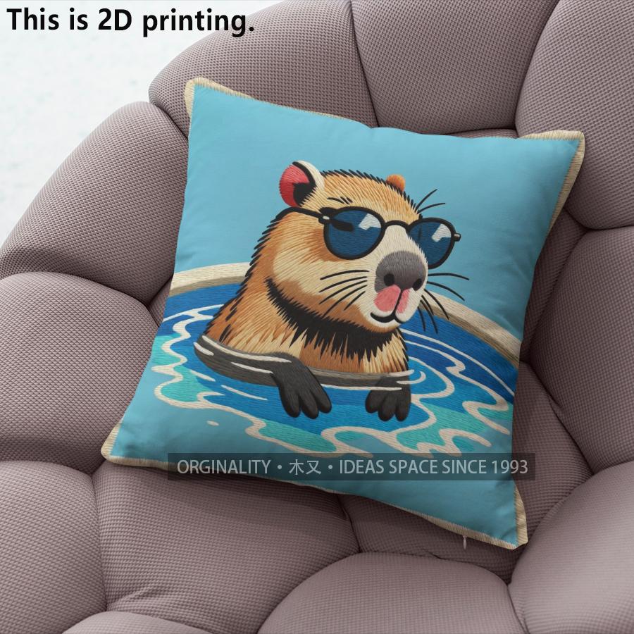 Cool Capybara Pool Party Throw Pillow Covers Pattern Cushion Cover Suitable For Sofa Bedroom Car Pillow Cover