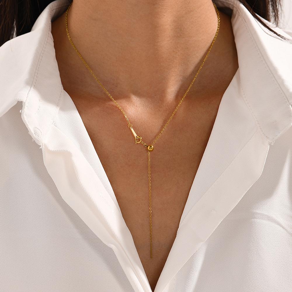 eManco Adjusta Long Layered Pendant Necklace  Stainless Steel Necklace Chocker Necklaces for Women Fashion Jewelry YX26925