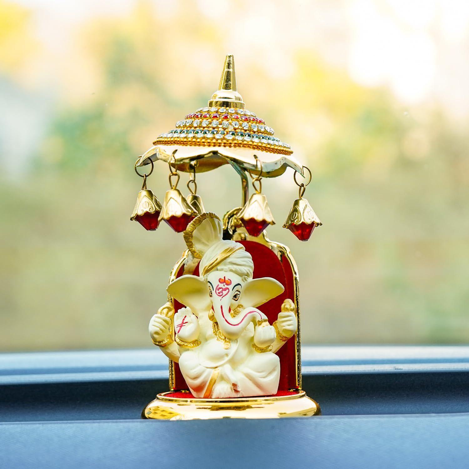 

Ganesh Idol for Car Dashboard with Umbrella | Ganpati Idol for Cars | Vinayak Idols for Car Dash Board, Home Decor | Ganapathi for Home