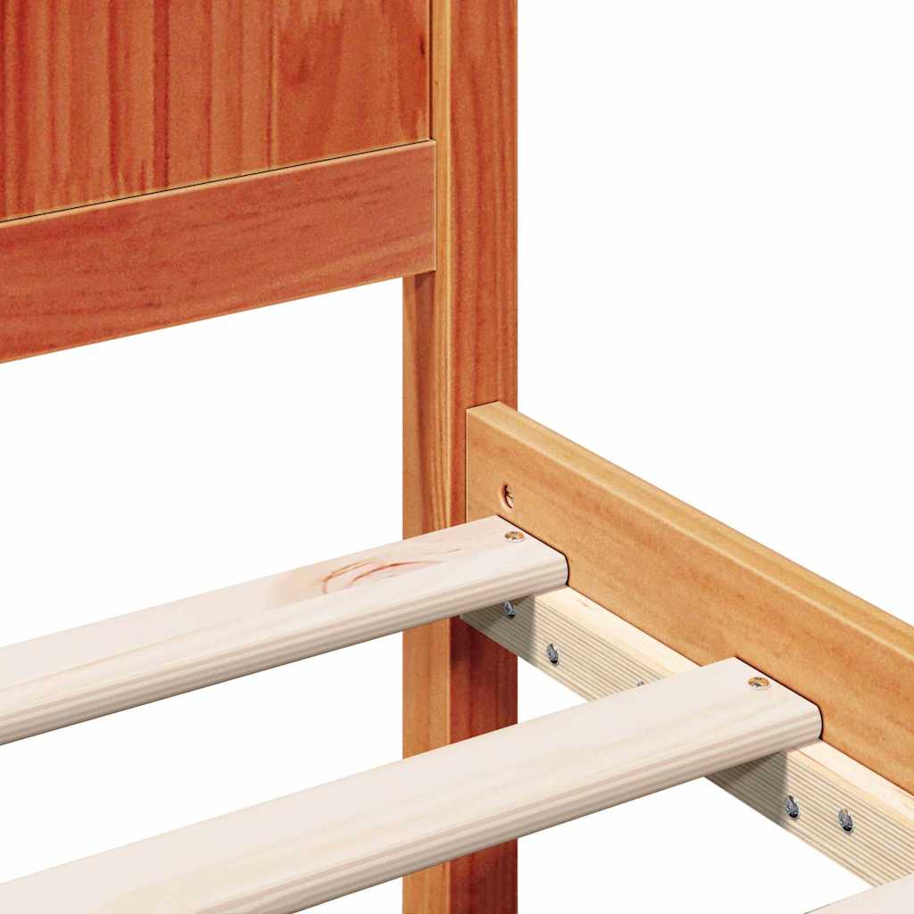 Brown Bed Frame 90 x 190 cm Solid Pine Wood