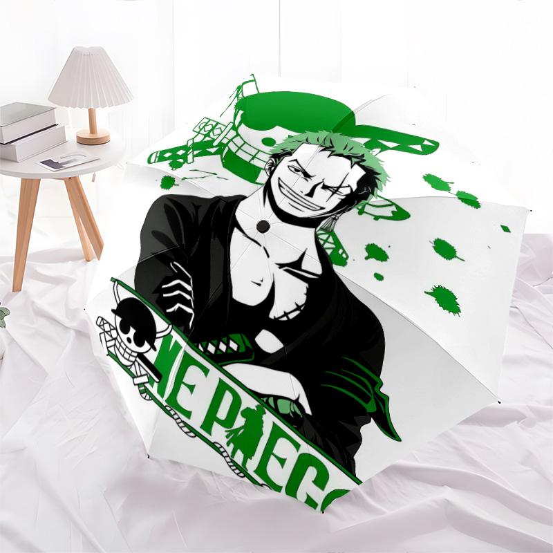 1 Stück Automatischer Faltregenschirm - Roronoa Zoro Muster Tragbares faltbares Design mit 8 Speichen Weihnachts-Geburtstagsgeschenke