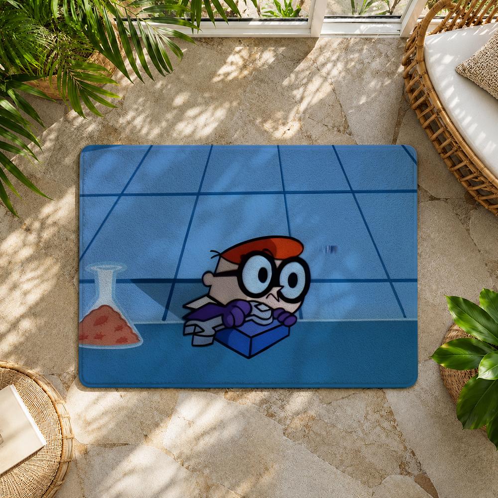 Cartoon D-Dexters Laboratory Good Quality Floor Mat Flannel Rug Non Slip Soft Washable Entryway Hallway Bathroom Kitchen Decor