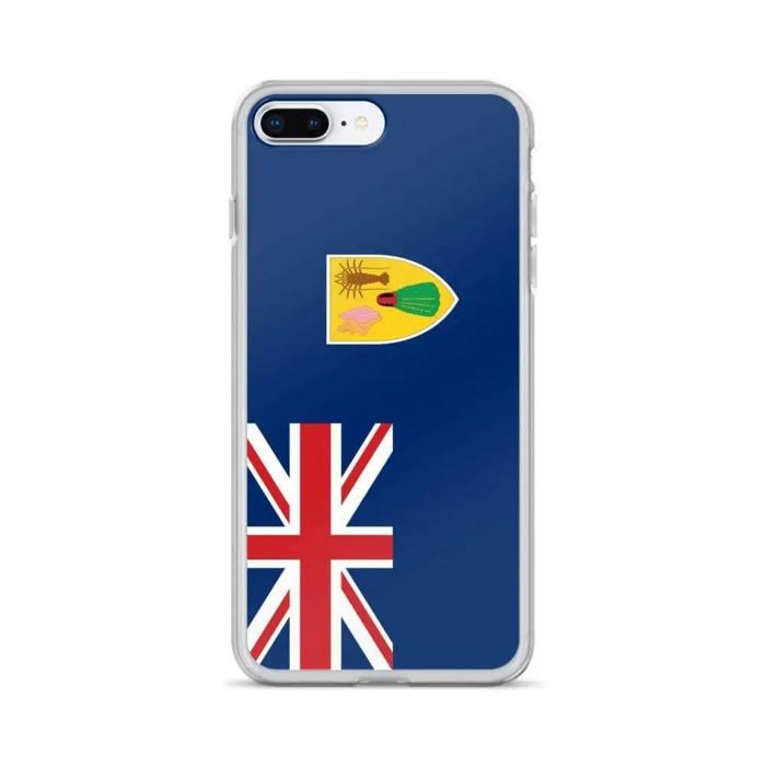 Coque iPhone - Multicolore - Drapeau Îles Turques-et-Caïques - Souple - Vertical - Silicone