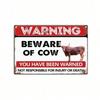 Vintage Cow Warning Metal Poster Retro Wall Art for Home Bar Garage