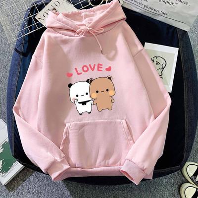 Autumn and Winter Trendy Cloth Panda Printed Hooded Sweatshirt for Men and Women, Korean Style Casual Simple Tops for Couples