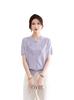 Mom's Summer Chinese Knitted T-shirt: Short Sleeve Ice Silk Top & Two-Piece Set for Middle-Aged Women