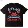 Mens Black Lobster Crab T Shirt Lets Get Crackin Slogan Soft Bre Vintage Washed Fashion Graphic Stylish Versatile Slightly