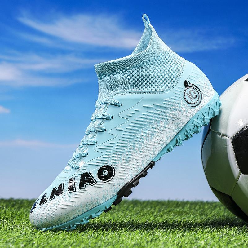 2025 New High-top Leather Football Shoes Large Size Men's and Children's Broken Nails Artificial Flat AG Long Nails Training Shoes