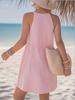 European-American Women's Sleeveless V-neck Button-Striped Loose Casual Beach Shirt