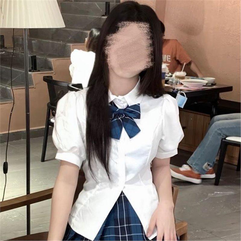 

Sweet & Spicy Japanese JK Style Women s Summer Tie-Waist Bubble Sleeve Shirt Large
