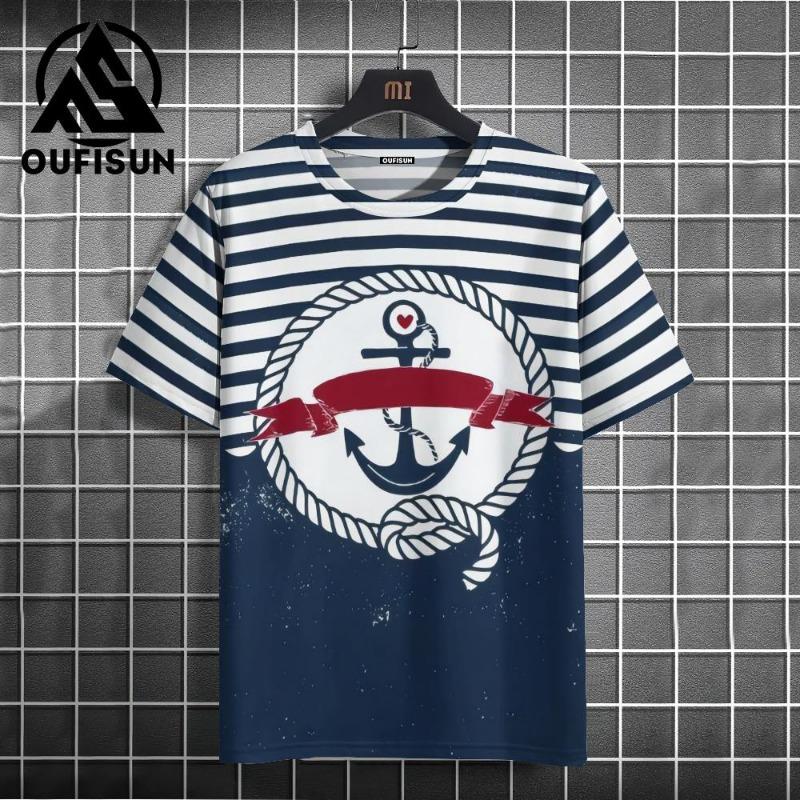 Casual Men's T-Shirts Spring Clothing Ombre Shirts Oversized Short Sleeve Tops Boys Tees Oversized Vintage T-Shirts For Mens