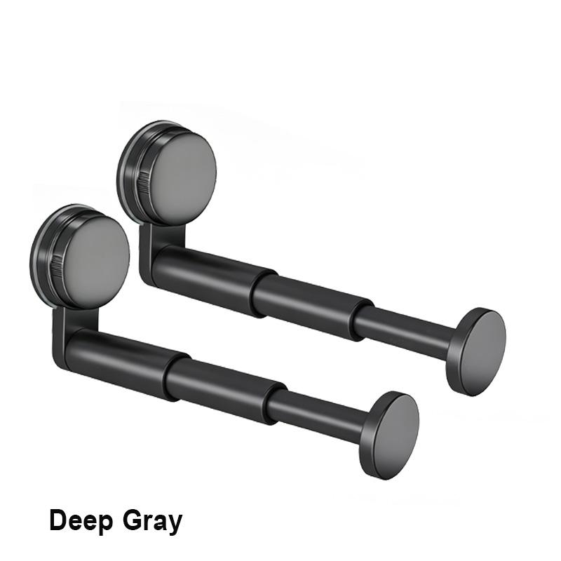 KEBIDU Telescopische Zuignap Kledingstang Zonder Boren, 5KG Zware Belasting Roestvrij Wandhanger Stang voor Badkamer Kledingkast Tas Paraplu Sjaal Opberging 2pcs Deep Gray grijs