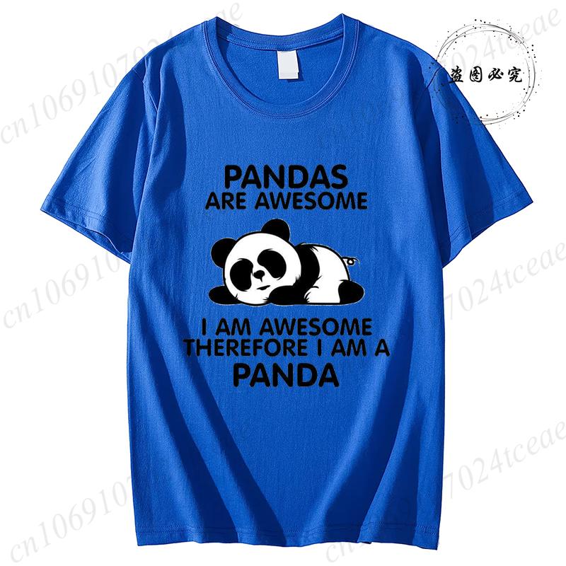 Pandas Are Awesome Print Unisex Tshirt Casual Tshirt Summer Lazy Panda Animal Graphic Fashion Female Tee T Shirts Unisex Clothing