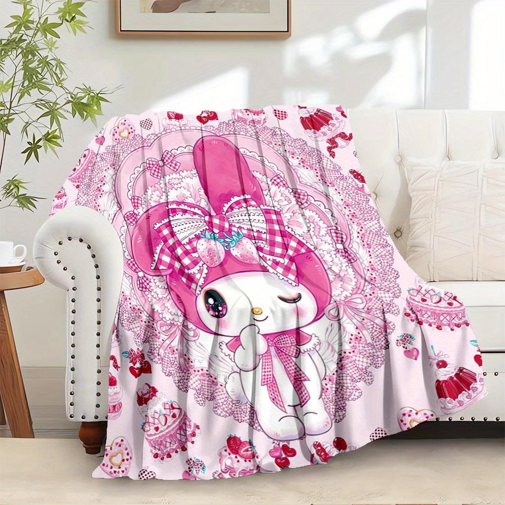 

1pc Cute Cartoon Character Pink Bow Heart Home Decor Flannel Blanket - Seasonal Universal Comfortable Machine Washable Gift for All Ages Sui 130x150cm