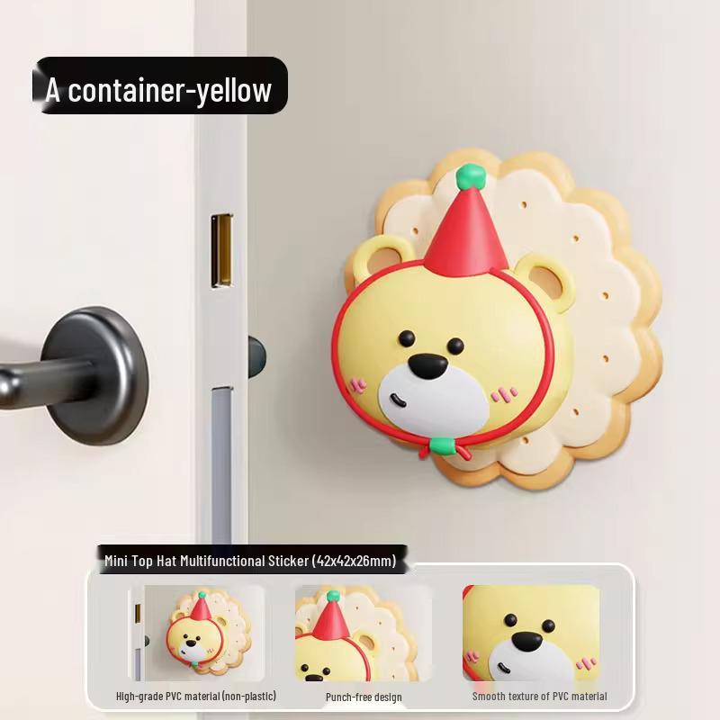 Creative Anti-Collision Door Stopper: Cute Behind-the-Door Handle Knock Pad & Refrigerator Sticker