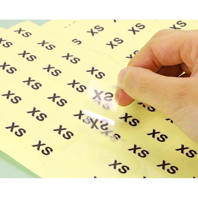 ONLYKXY 360pcs Transparent Sticker Strip Plastic Clothing Size Label - 4 Inch, 6 Size Combination (XS/S/M/L/XL/XXL)