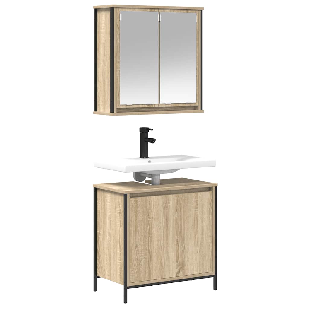 2 Piece Bathroom Furniture Set In Sonoma Oak Wood Composite