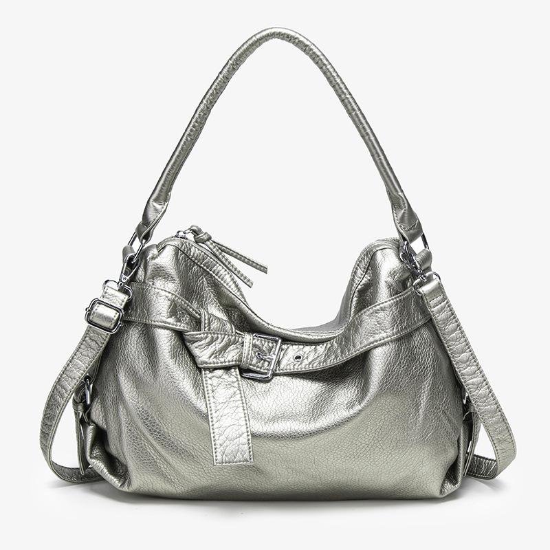

Washed tote bag ancient soft casual retro bag women s commuter versatile shoulder messenger bag срібний