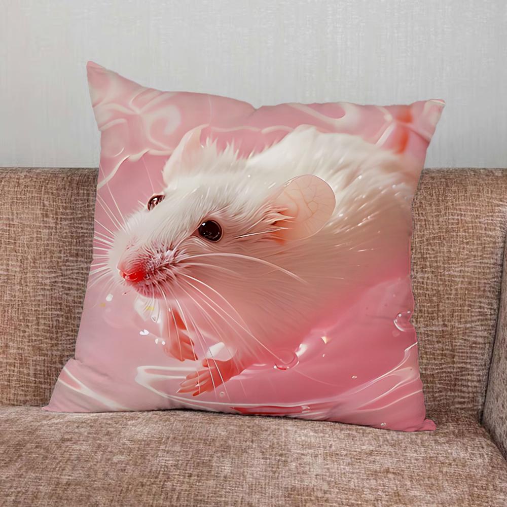 Funny Sad Hamster Meme Pillow Case For Home Bedroom Car Office Decoration Living Room Sofa Cushion Cover Suitable