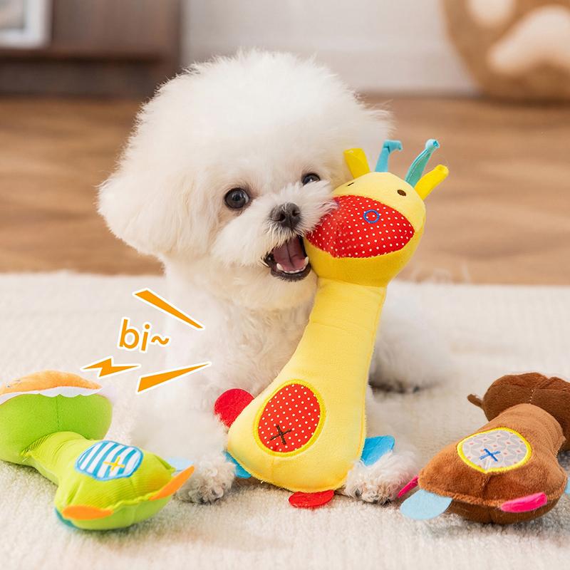 Pet Voice Toys Cartoon Plush Dog Teeth Grinding Toys Teeth Cleaning Wear resistant Cat and Dog Training Fun Pet Supplies