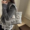 Daily Lightweight Women Puff Shoulder Bags Large Capacity Quilted Design Ladies Tote Bag Simple Solid Color Female Handbags