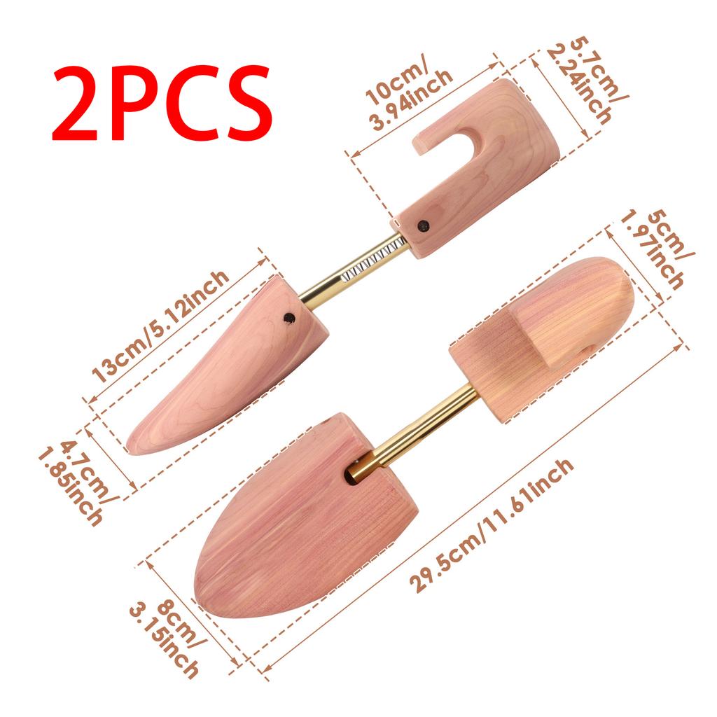 2Pcs Cedar Shoe Trees for Men Women Wooden Shoe Stretcher Universal Adjustable Width Boot Sneakers Stretcher