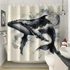 Ink Splatter Whale Illustration Shower Curtain 1Pc With 12 Hooks For Bathroom Home Decor Polyester 2D Flat Print 70.8X70.8 Inch