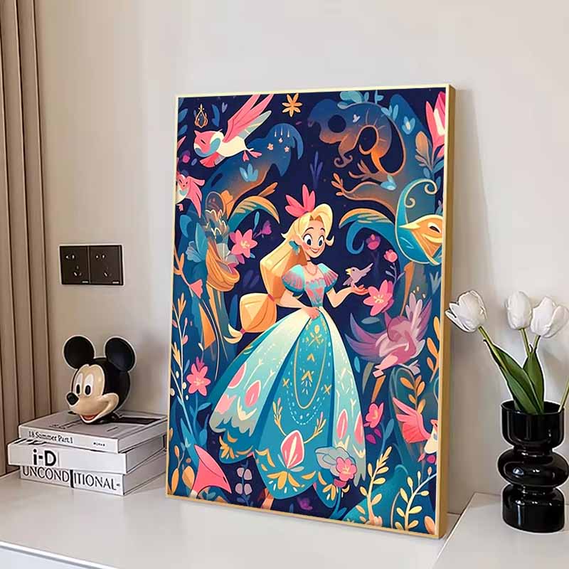 Disney Diamond Painting Princess Style Forest Theme Illustration Cute DIY Rhinestone Mosaic Cross Stitch Kit Embroidery Gift, Home Decor