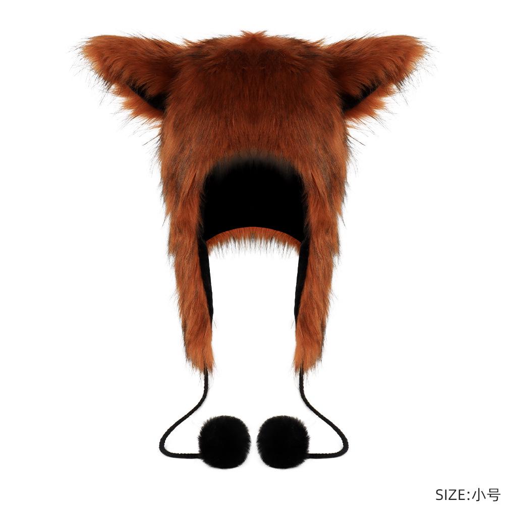 New Plush Cats Ears Hat Headwear Warm Furry Hat for Halloween Fox Costume Cosplay Anime Party Accessory Winter Windproof Hat