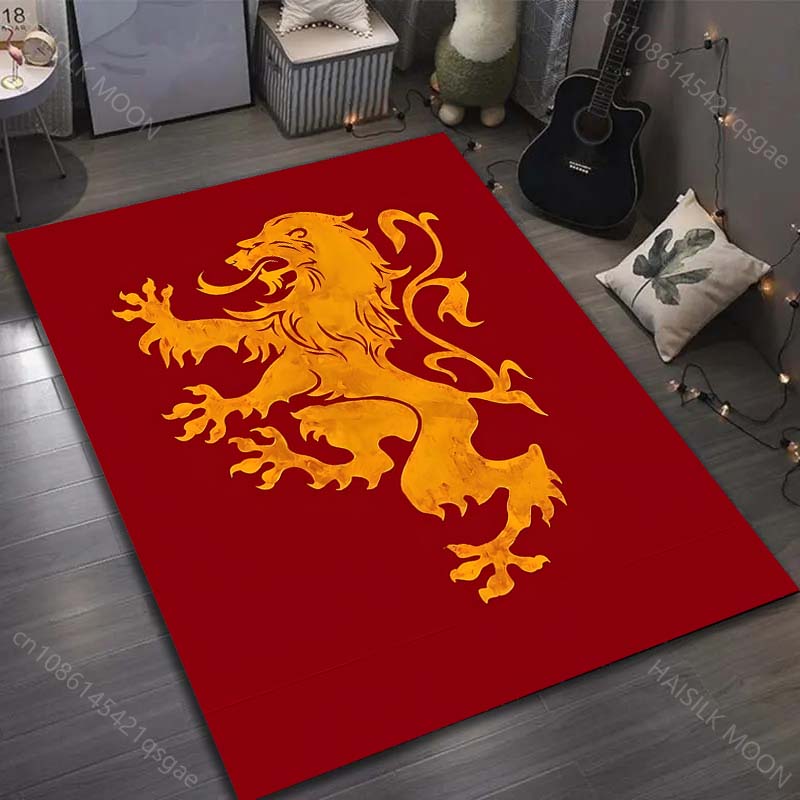 

Multiple sizes Red background yellow lion emblem Carpet for Living Room Bedroom Sofa Home Decor Rus Non-slip Floor Mat 40cm x 60cm