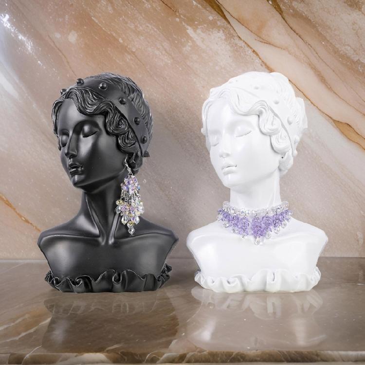 Harz-Schaufensterpuppe für Halsketten und Ohrringe Display Schmuck-Präsentationsständer Elegante Fotografie Schmuck-Requisiten