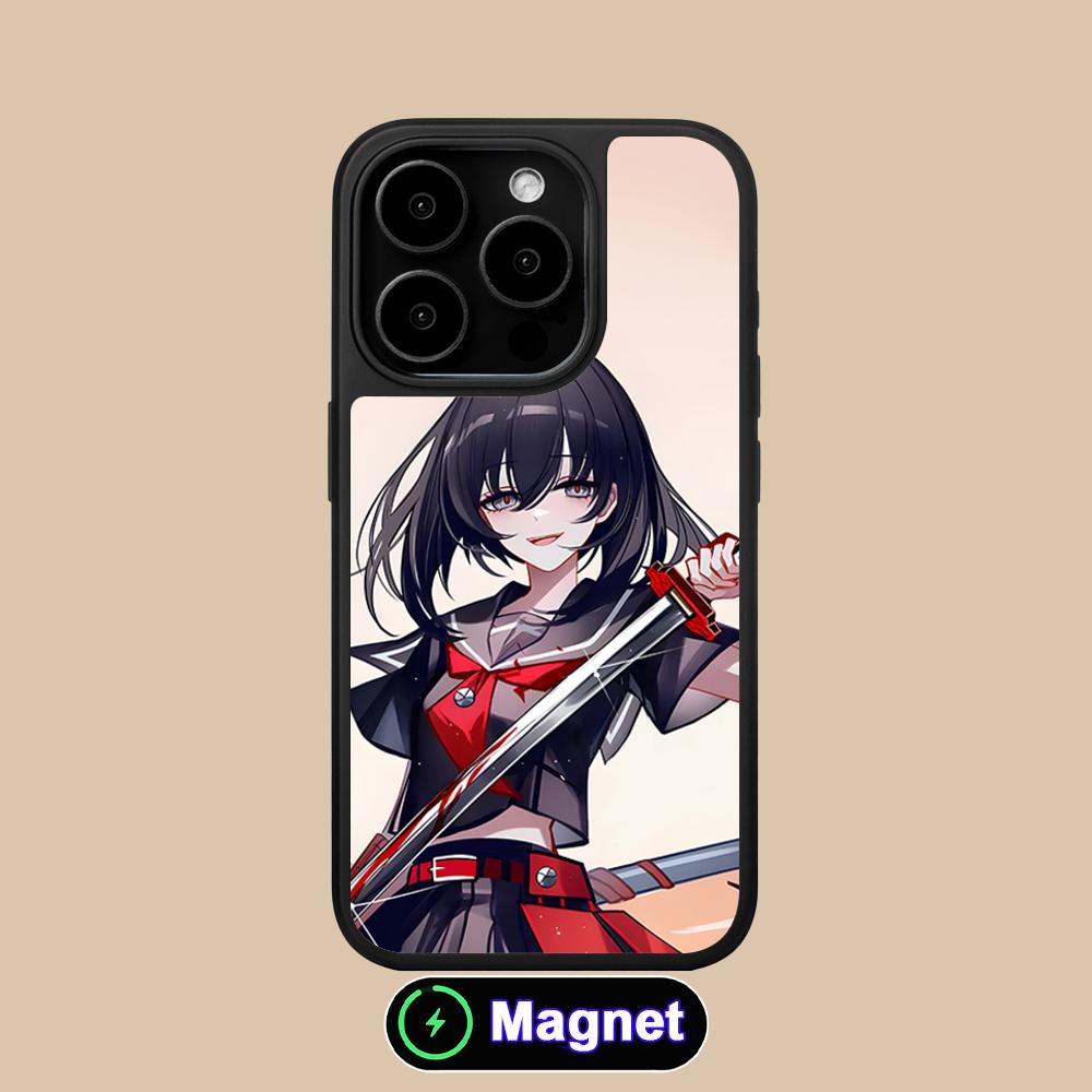 Akame Kurome Matte Surface Magsafe Mobile Phone Case for iPhone 17 16 15 14 13 12 11 Air Pro Max Plus Colorful Cover