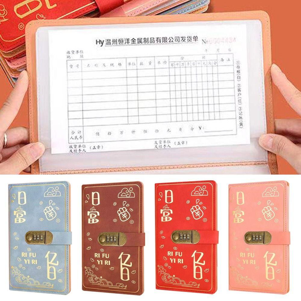 

Transparent Inner Page Bank Deposit Folder PU Leather Money Collection Book синій