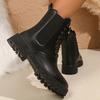 Fashion Rimocy Fashion Platform Combat Boots Women Black PU Leather Lace Up Ankle Boots Woman Thick Sole Non Slip Autumn Winter Shoes