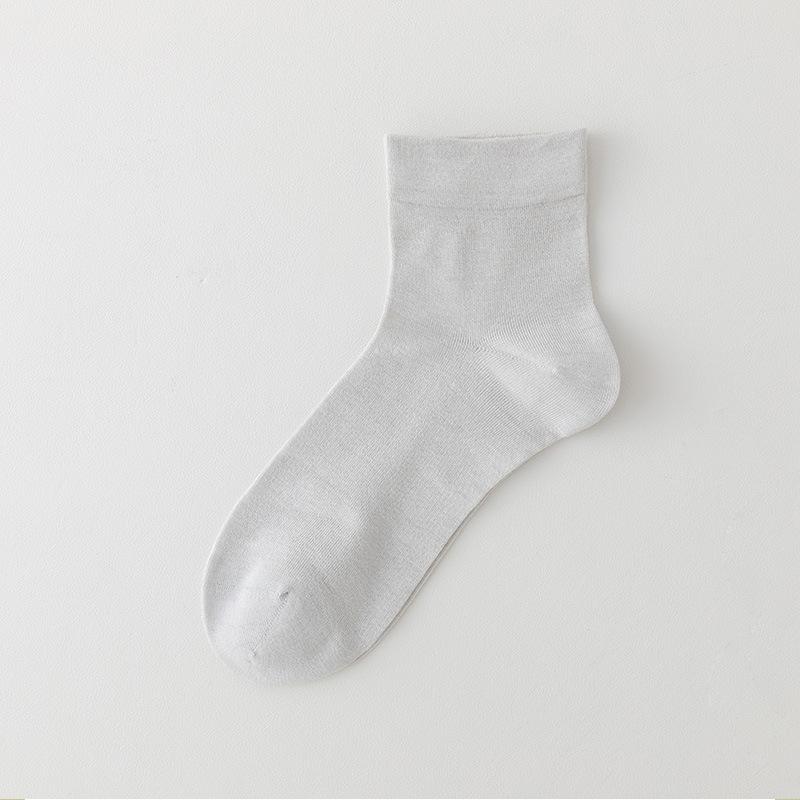 Female Summer Thin Pure Color Breathable Leisure All Match Short Tube Sock