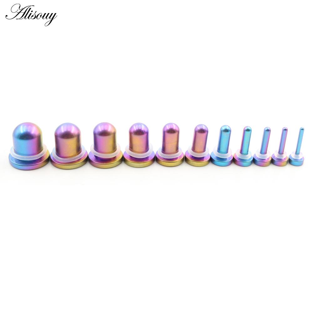 Alisouy 1PC Titanium Gradient Barevný válec Náušníky Kuželové špunty Tunel Expander Nosítka Náušnice Piercing Body šperky