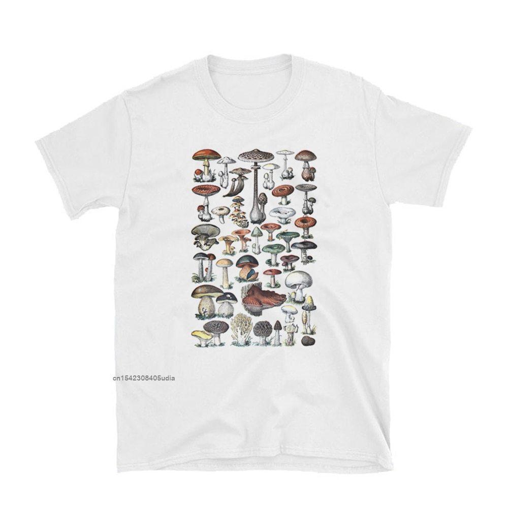Vintage Fashion Mushroom Print Oversized T Shirt Egirl Grunge Aesthetic Streetwear Graphic Tees Women Tshirt Cute Tops