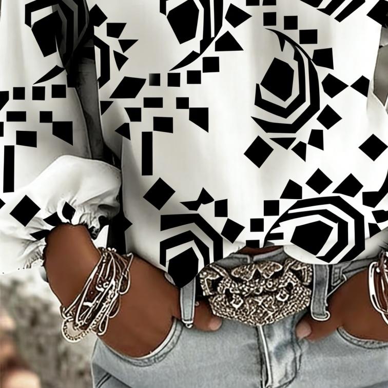 Ladies' loose printed shirt, perfect gift for festivals, fashionable women's clothing, suitable for outdoor gatherings