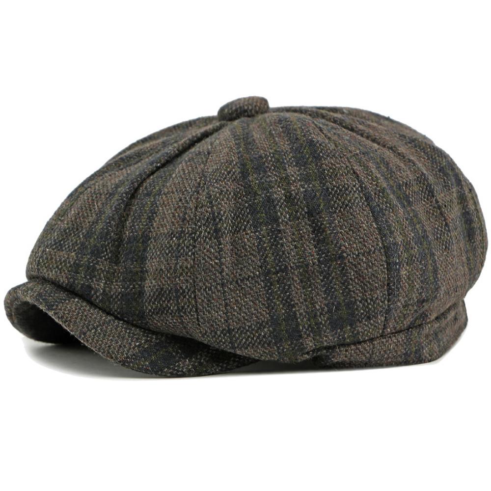 HT5050 Berets Autumn Winter Caps for Men Women Artist Painter Plaid Wool Beret Hat Male Female Ivy Flat Cap Adjustable Beret Cap