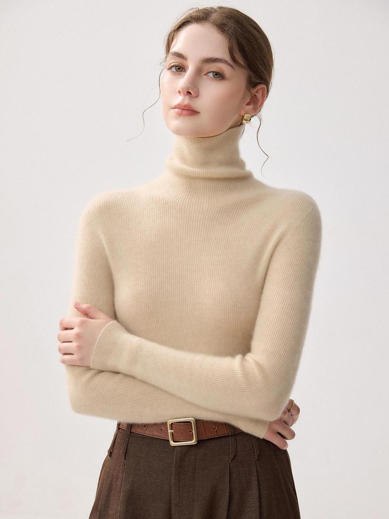 Women's High Neck Slim Fit 100% Pure Cashmere Sweater - Autumn/Winter Collection