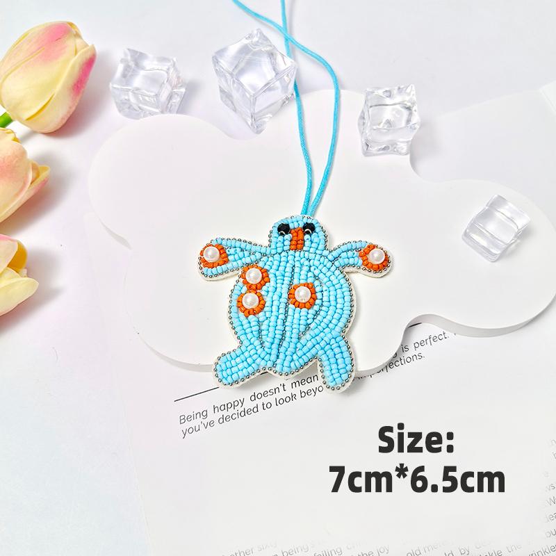 3D Ocean Theme Patches Handmade Rhinestone Beaded Patches with Hanging Rope Crystal Bag Lanyard Patch Beading Applique