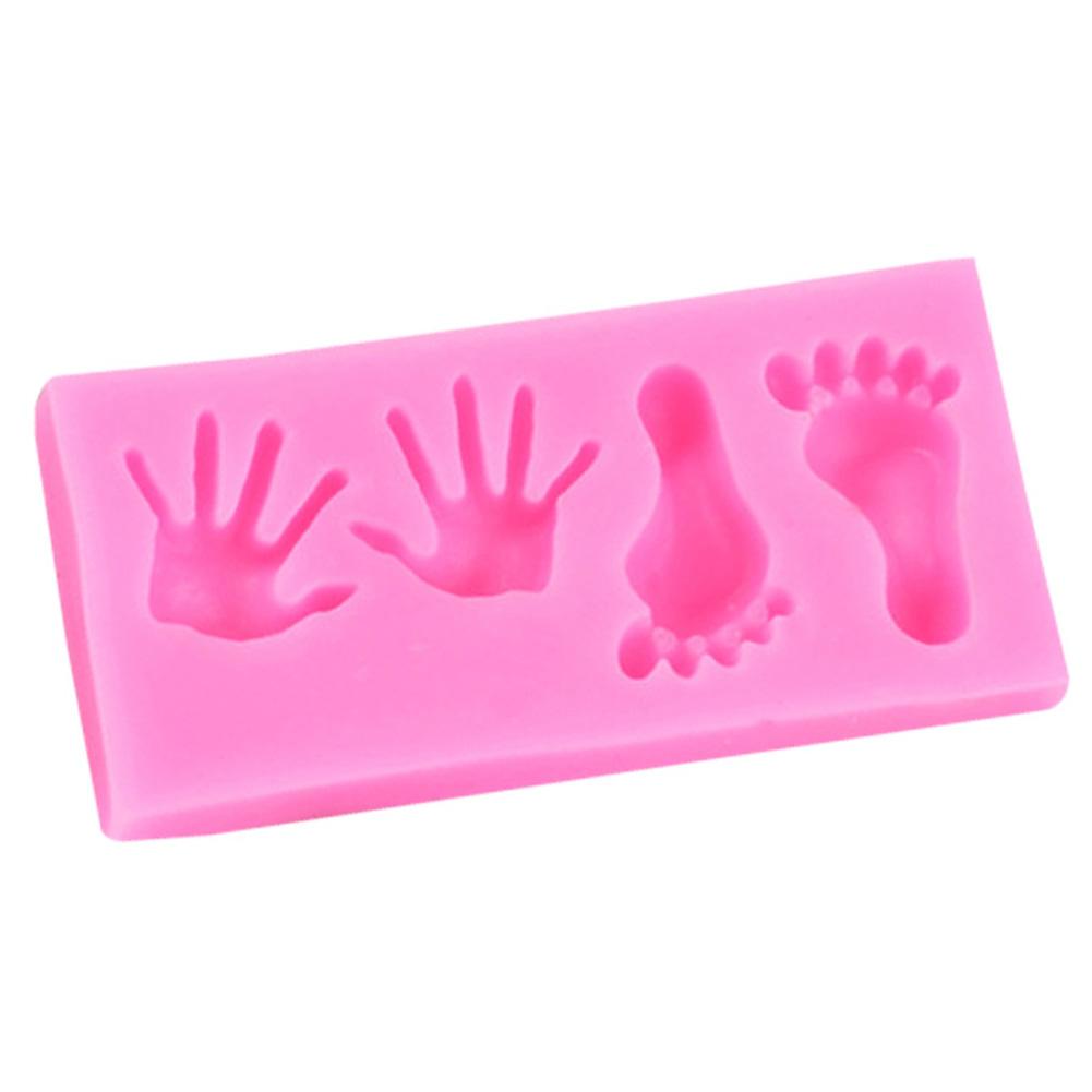 4Holes Hand Foot Silicone Molds Chocolate Candy Clay Fondant Cake Baking Decorating Tools