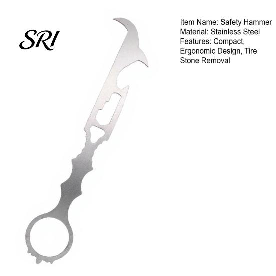 Seat Belt Cutter Tool Multifunctional Safety Hammer with Breaker And Tire Outdoor Survival Multi Stone Cleaning Hook Wrench Bottle Opener Car