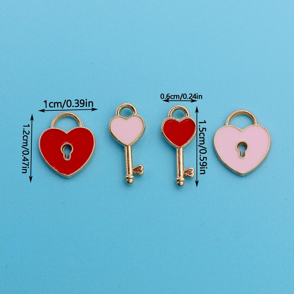 20Pcs Mix Golden Color Lock Key Love Heart Charms For Jewelry Making Diy Necklace Bracelet Accessories Valentine'S Day Gift