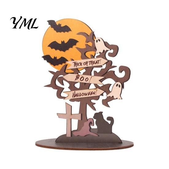 Halloween Table Decorations Moon Bat Ghost And Dead Tree Tabletop Ornament, Indoor Holiday Decorative Ornaments Centerpiece for Home Desktop