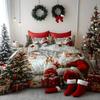 Christmas Santa Claus Sleigh Reindeer Christmas Tree Santa Claus Snow Cabin Pattern Soft Brushed Printing Quilt Cover Bedding